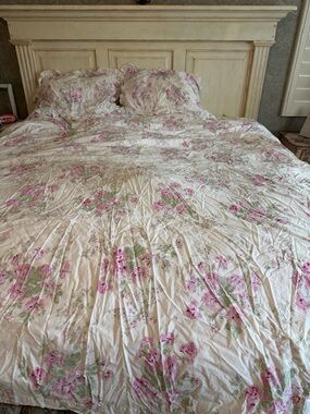 Simply Shabby Chic Pink and Green Floral Duvet Cover